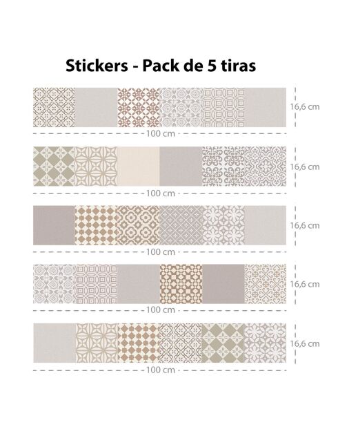 5 Bandes adhésives Rossana sable - 16.6x100 cm