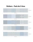 5 Bandes adhèsives Rossana bleu/gris - 16.6x100 cm