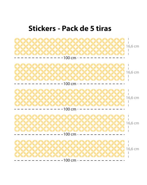 5 gele Geometrico 4 zelfklevende strips - 16,6x100 cm