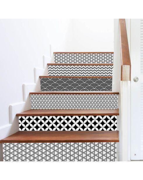 5 strisce adesive Geometrico 6 grigio/nere - 16,6x100 cm