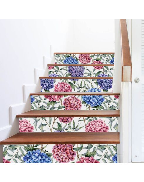 5 Bandes adhèsives Hortensias multicolores - 16.6x100 cm
