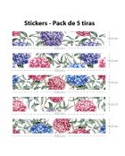 5 Bandes adhèsives Hortensias multicolores - 16.6x100 cm