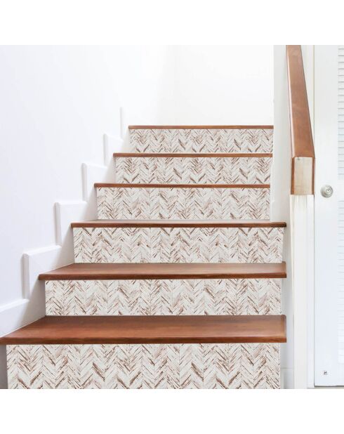 5 Bandes adhèsives Chevron maofras beige/marron - 16.6x100 cm