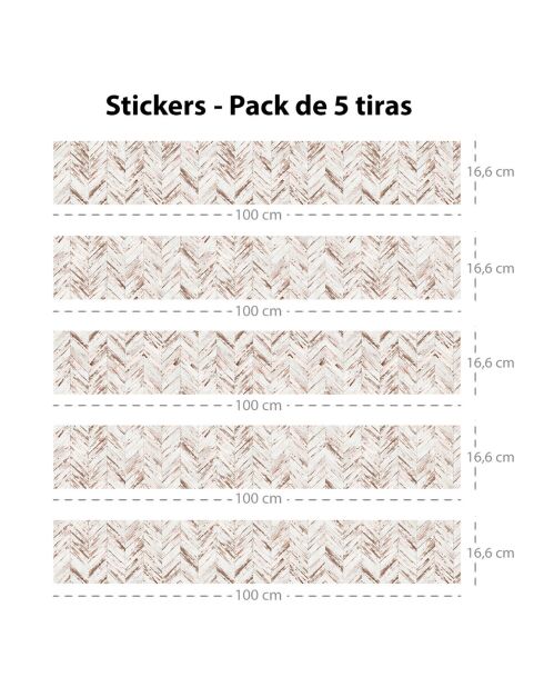 5 Bandes adhèsives Chevron maofras beige/marron - 16.6x100 cm