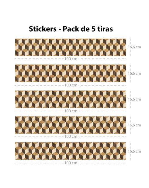 5 Bandes adhèsives Cubos maofras multicolores - 16.6x100 cm