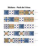 5 Bandes adhèsives Baldosas of porcelana multicolores - 16.6x100 cm