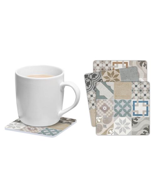 6 Dessous de verre carrés Mosaique Provenza 1 multicolores - 10x10 cm