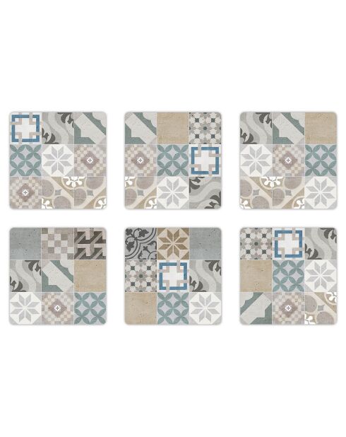 6 Dessous de verre carrés Mosaique Provenza 1 multicolores - 10x10 cm