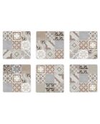 6 Dessous de verre carrés Mosaique Provenza 2 multicolores - 10x10 cm