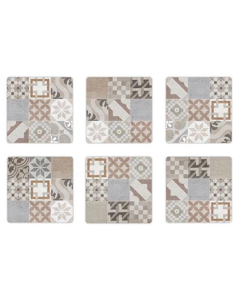 6 Dessous de verre carrés Mosaique Provenza 2 multicolores - 10x10 cm