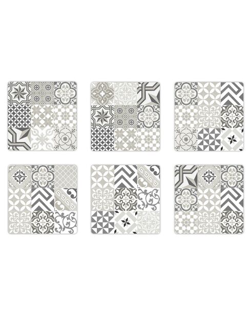 6 Dessous de verre carrés Mosaique Provenza 6 multicolores - 10x10 cm