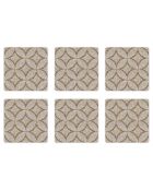6 Dessous de verre carrés Mosaique Romano marron/beige - 10x10 cm
