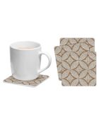 6 Dessous de verre carrés Mosaique Romano marron/beige - 10x10 cm