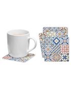 6 Dessous de verre carrés Mosaique Guimaraes multicolores - 10x10 cm