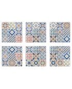 6 Dessous de verre carrés Mosaique Guimaraes multicolores - 10x10 cm