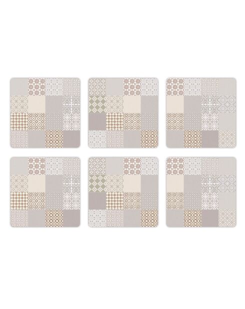 6 Dessous de verre carrés Rossana sable - 10x10 cm