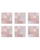 6 Dessous de verre carrés Rossana rouges - 10x10 cm