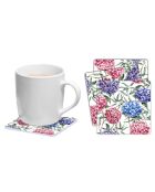 6 Dessous de verre carrés Hortensias multicolores - 10x10 cm