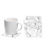 6 Dessous de verre carrés Mármol marbre - 10x10 cm