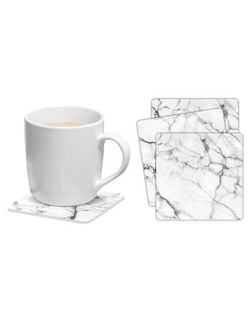 6 Dessous de verre carrés Mármol marbre - 10x10 cm
