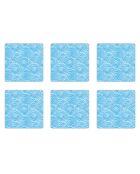 6 Dessous de verre carrés Olas japonesas bleus - 10x10 cm
