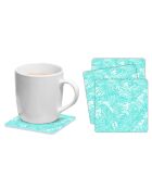 6 Dessous de verre carrés Hojas turquoise - 10x10 cm