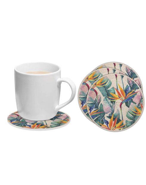 6 Dessous de verre ronds Flor ofl paraíso Mimbre multicolores - D.10 cm