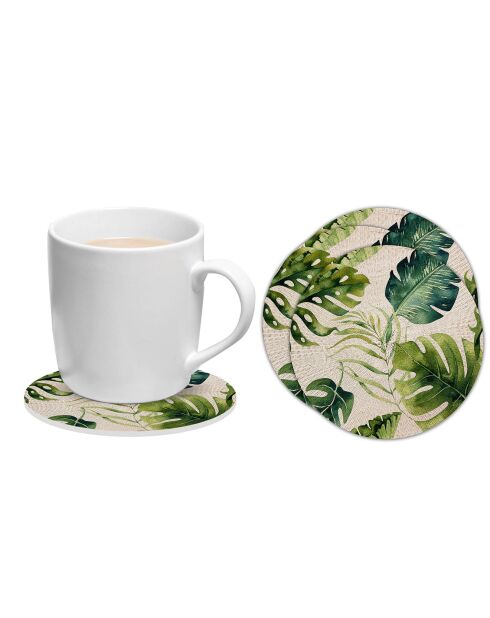 6 Dessous de verre ronds Exótica mimbre verts - D.10 cm