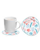 6 Dessous de verre ronds mar Caribe corail/bleus - D.10 cm