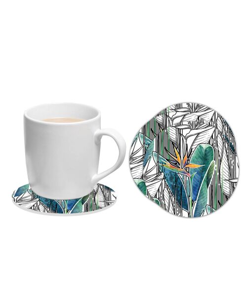 6 Dessous de verre ronds flor ofl paraíso noir/vert/bleus - D.10 cm