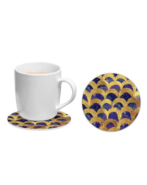 6 Dessous de verre ronds ofluxe bleus/doré - D.10 cm