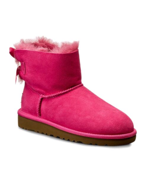 Boots fourrées Laine en Velours de Cuir Mini Bailey Bow fuchsia