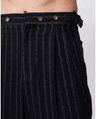 Pantalon en Lin mélangé Théo rayé noir