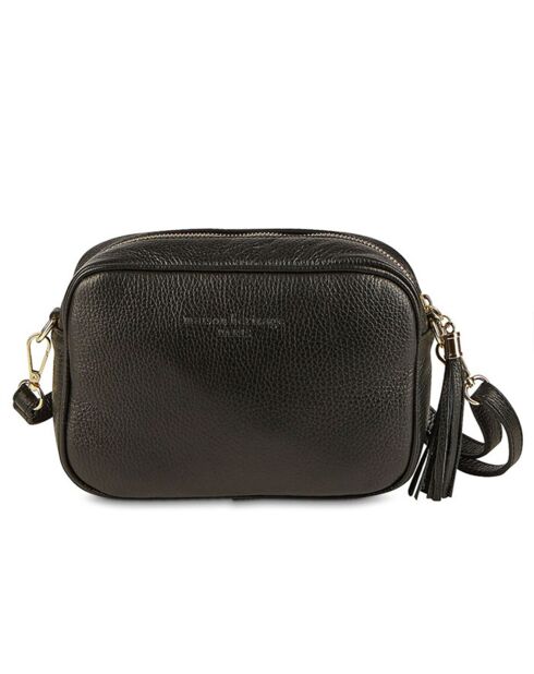 Sac bandoulière en Cuir Gaby noir - 22x8.5x16 cm