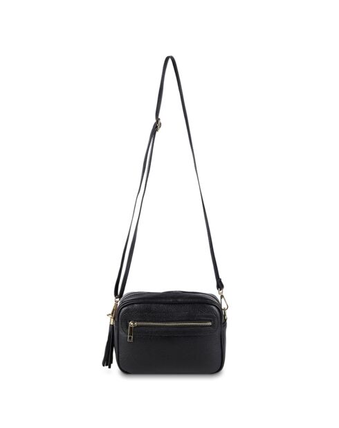 Sac bandoulière en Cuir Gaby noir - 22x8.5x16 cm