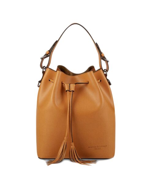 Sac seau en Cuir Jila camel - 26x13x29 cm