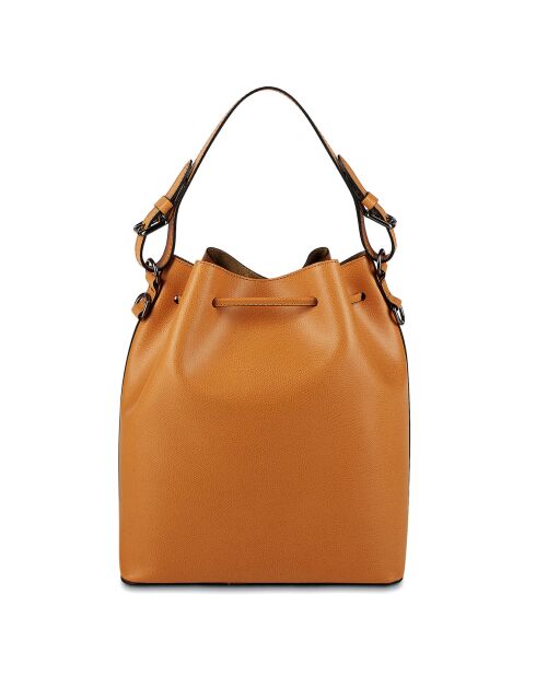 Sac seau en Cuir Jila camel - 26x13x29 cm