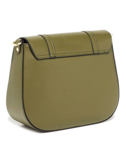 Sac bandoulière en Cuir Lisse Tex vert bouteille - 25x9x19 cm