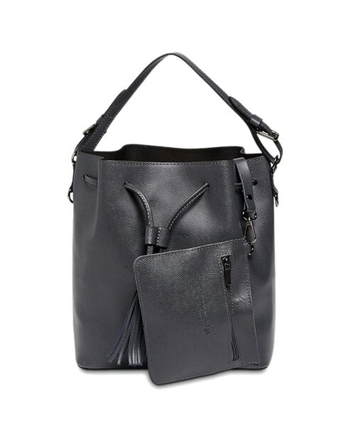 Sac Seau en Cuir Jila gris foncé - 26x13x29 cm