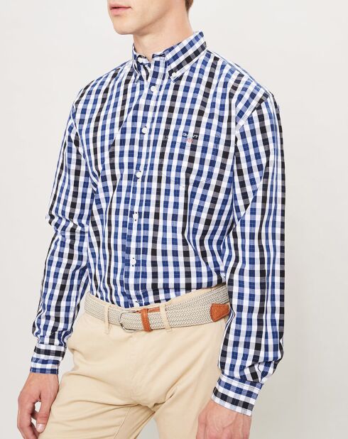 Chemise droite à carreaux noir/blanc/bleu