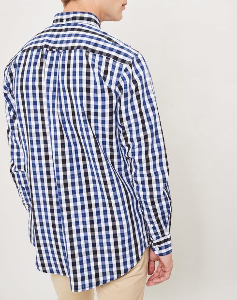 Chemise droite à carreaux noir/blanc/bleu