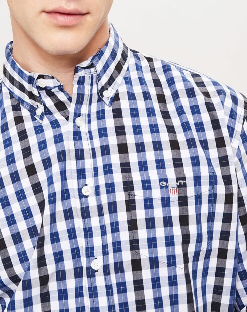 Chemise droite à carreaux noir/blanc/bleu