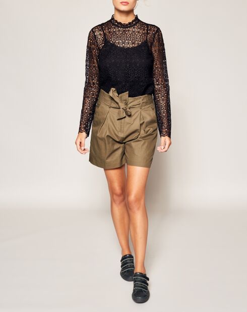 Short en coton&lin mélangés Inox army