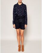 Short en coton& lin Inox noir