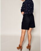 Short en coton& lin Inox noir
