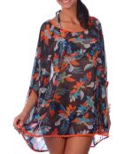 Tunique de Plage Candida fleurie marine