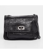 Sac bandoulière en Cuir Lyn noir - 21x7.5x14.5 cm