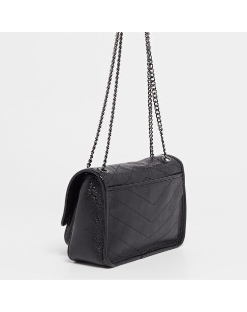 Sac bandoulière en Cuir Lyn noir - 21x7.5x14.5 cm