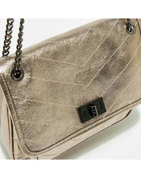 Sac Bandoulière en Cuir Lyn doré foncé métallique - 21x7.5x14.5 cm