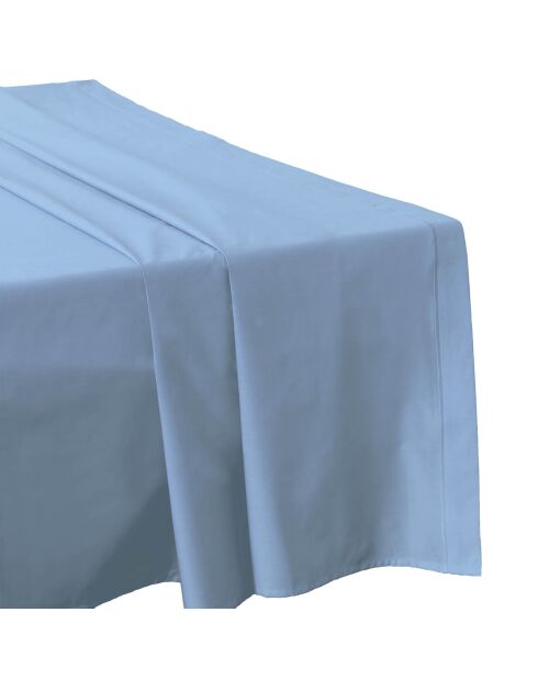 Drap plat 100% Percale de Coton bleu clair